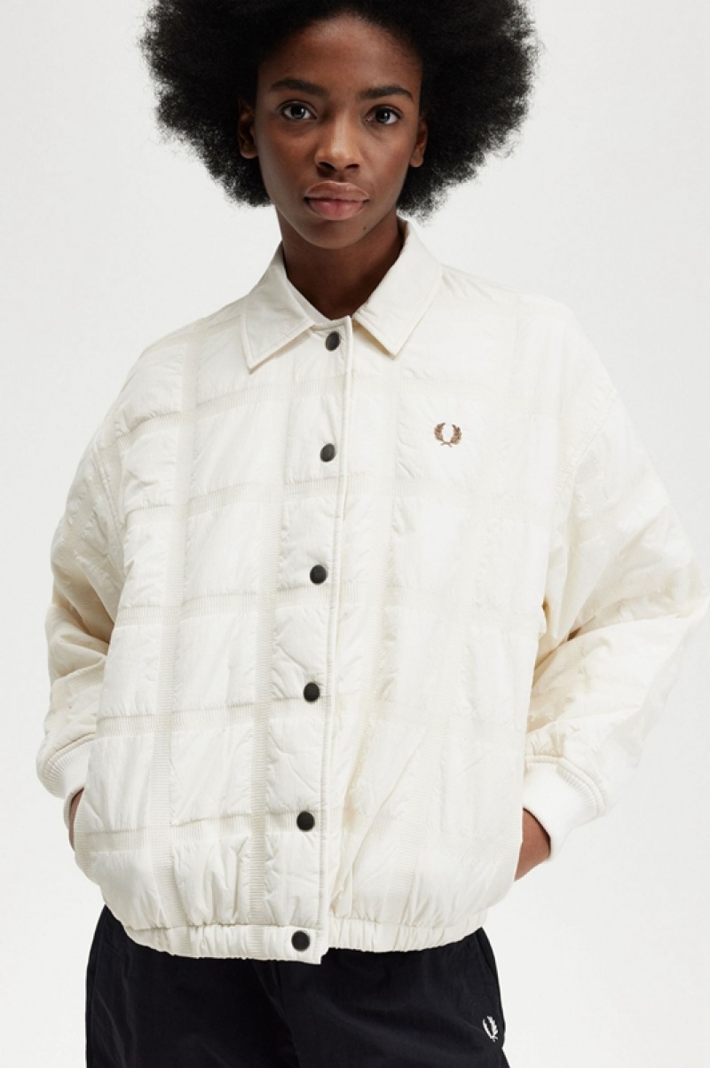 Fred Perry Quilted Women's Jackets White | DIV-158462