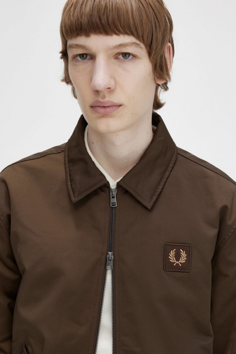 Fred Perry Quilted Zip Through Men's Jackets Brown | GBL-564803