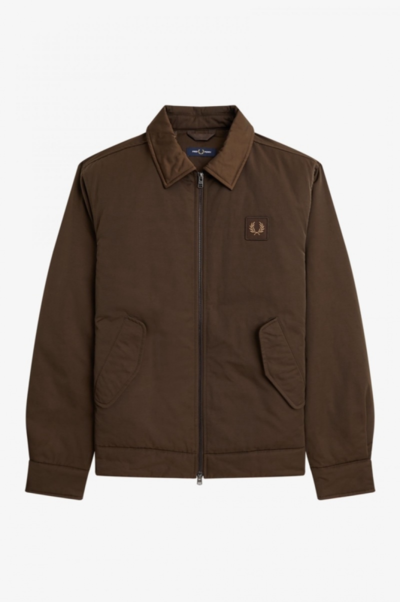 Fred Perry Quilted Zip Through Men's Jackets Brown | GBL-564803