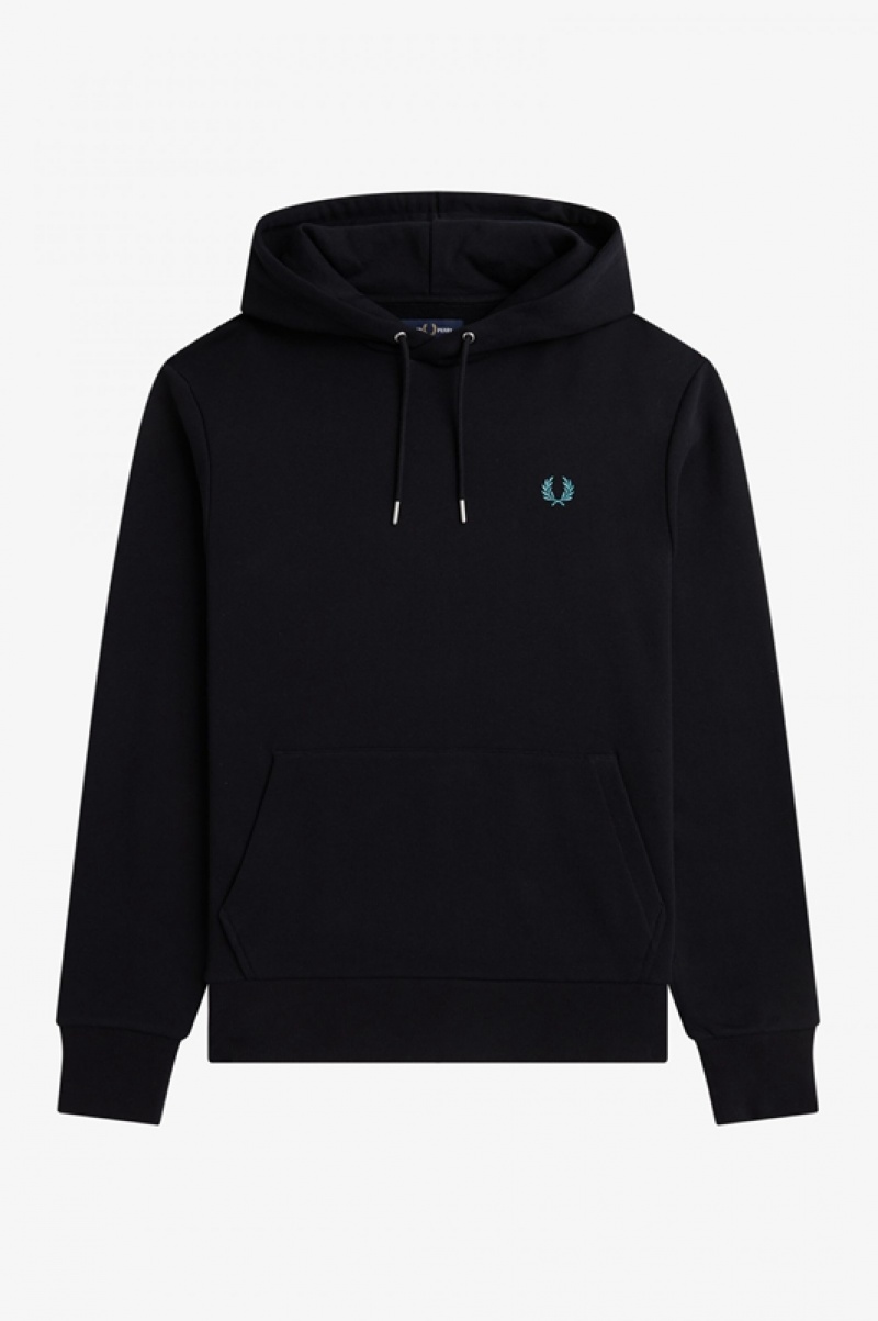 Fred Perry Rave Graphic Hooded Men\'s Sweatshirts Black | LUE-203487