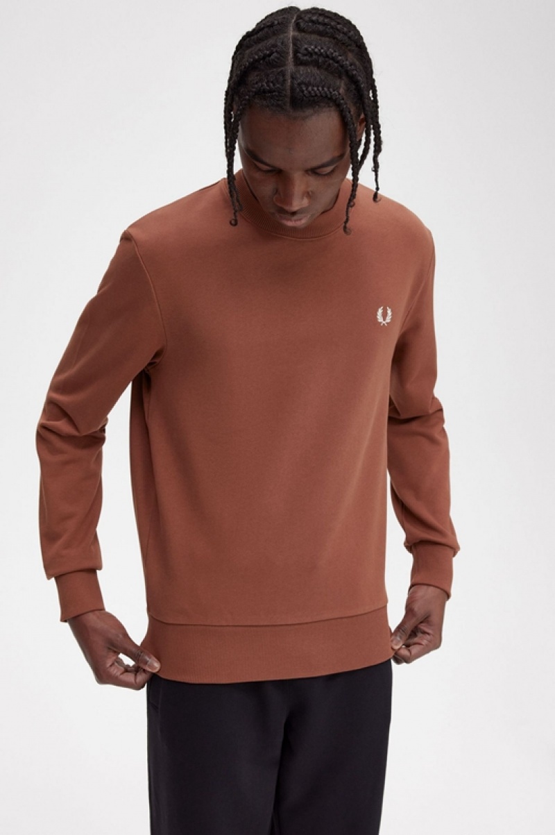 Fred Perry Rave Graphic Men's Sweatshirts Brown | DPO-894273