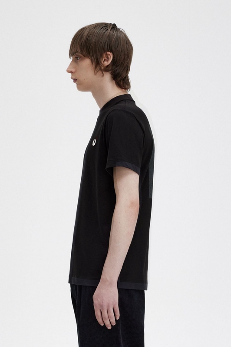 Fred Perry Rave Graphic Men's T Shirts Black | FAG-583961