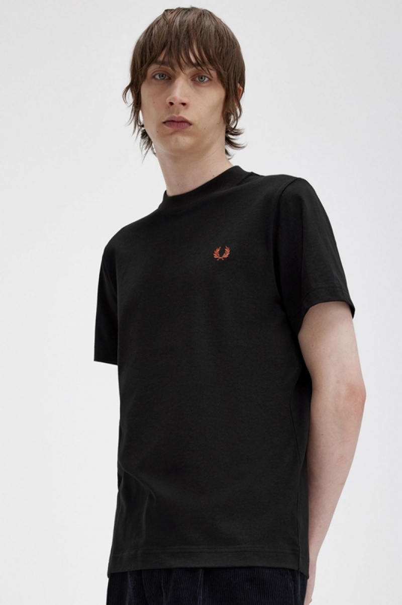 Fred Perry Rave Graphic Men's T Shirts Black | FAG-583961