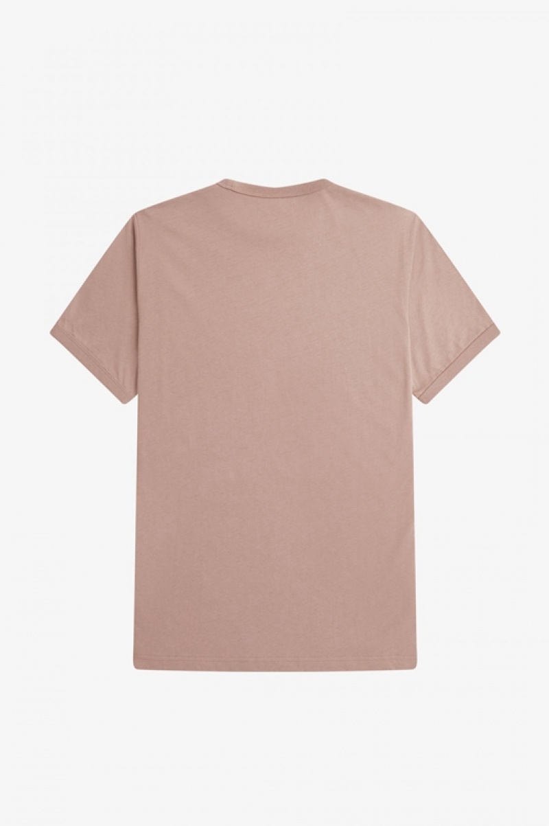 Fred Perry Ringer Men's T Shirts Dark Pink | FSG-706183