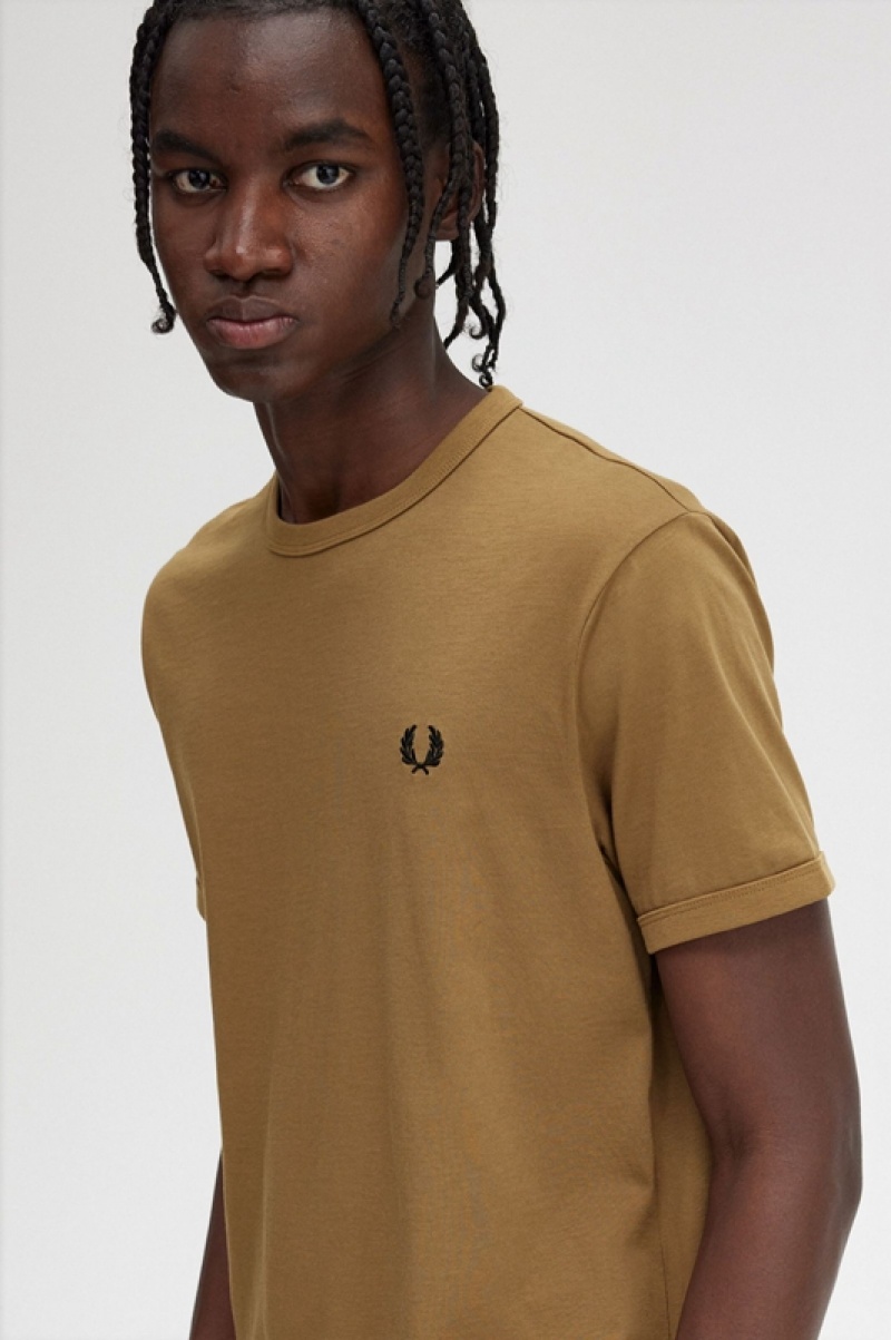 Fred Perry Ringer Men's T Shirts Grey | DML-902368