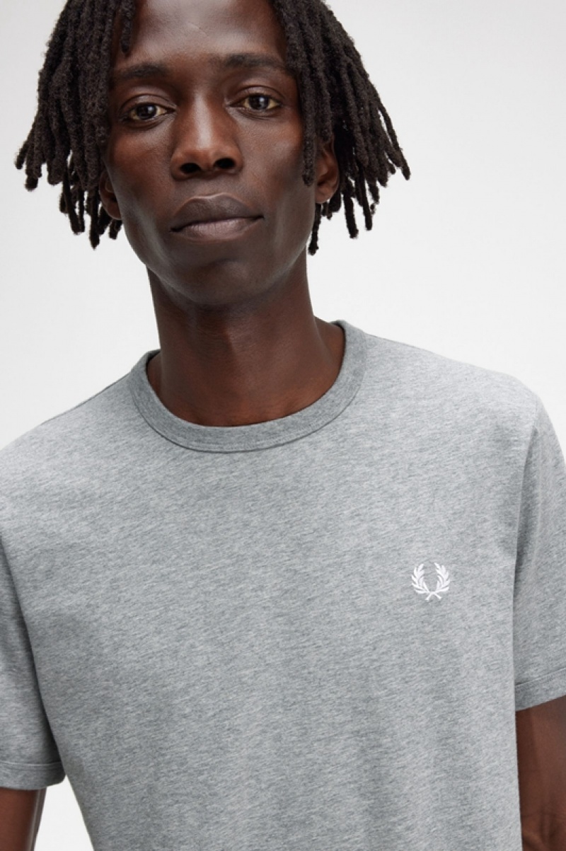 Fred Perry Ringer Men's T Shirts Grey | XAM-803149