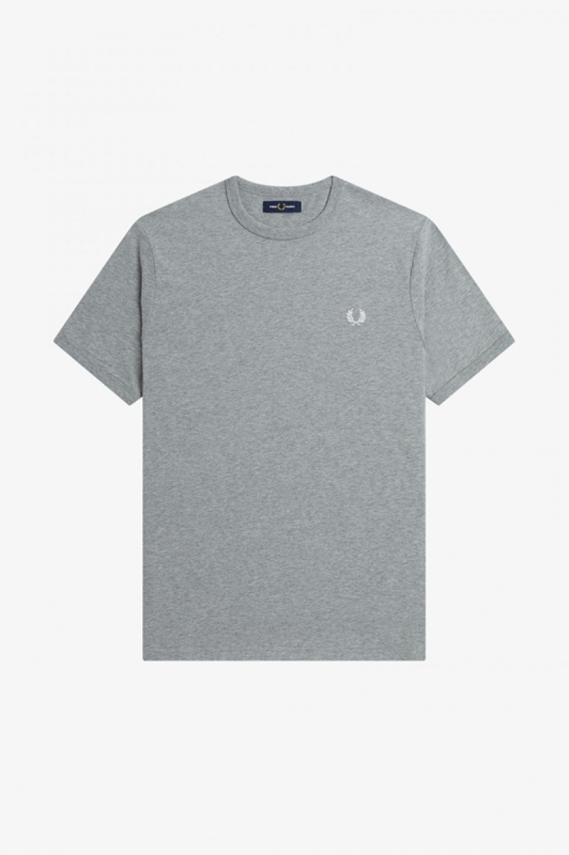 Fred Perry Ringer Men's T Shirts Grey | XAM-803149