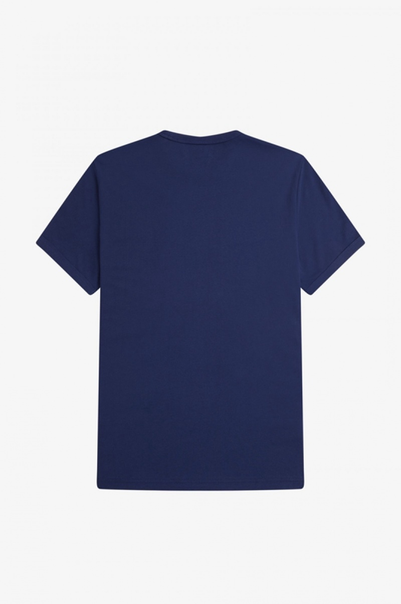 Fred Perry Ringer Men's T Shirts Navy | UWT-806753