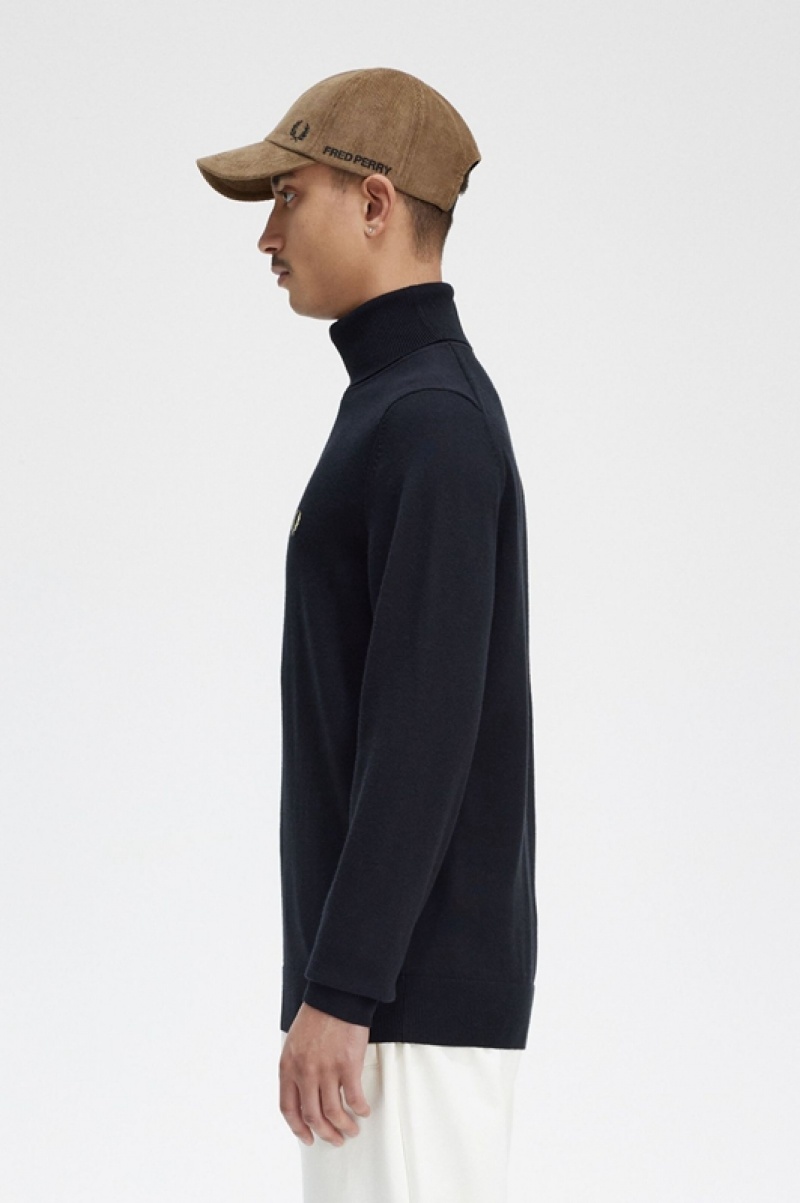 Fred Perry Roll Neck Men's Sweaters Black | RGN-528361