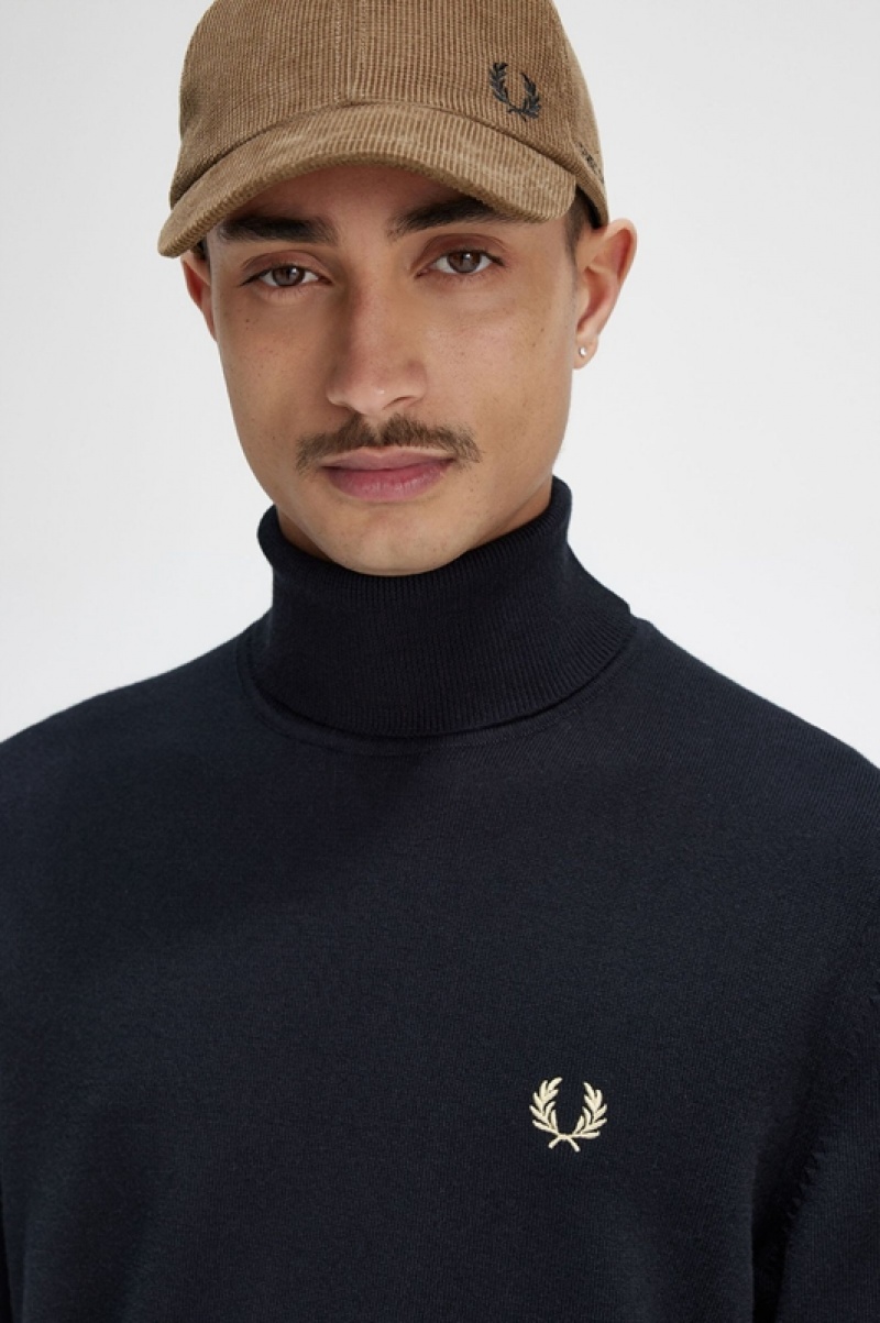 Fred Perry Roll Neck Men's Sweaters Black | RGN-528361