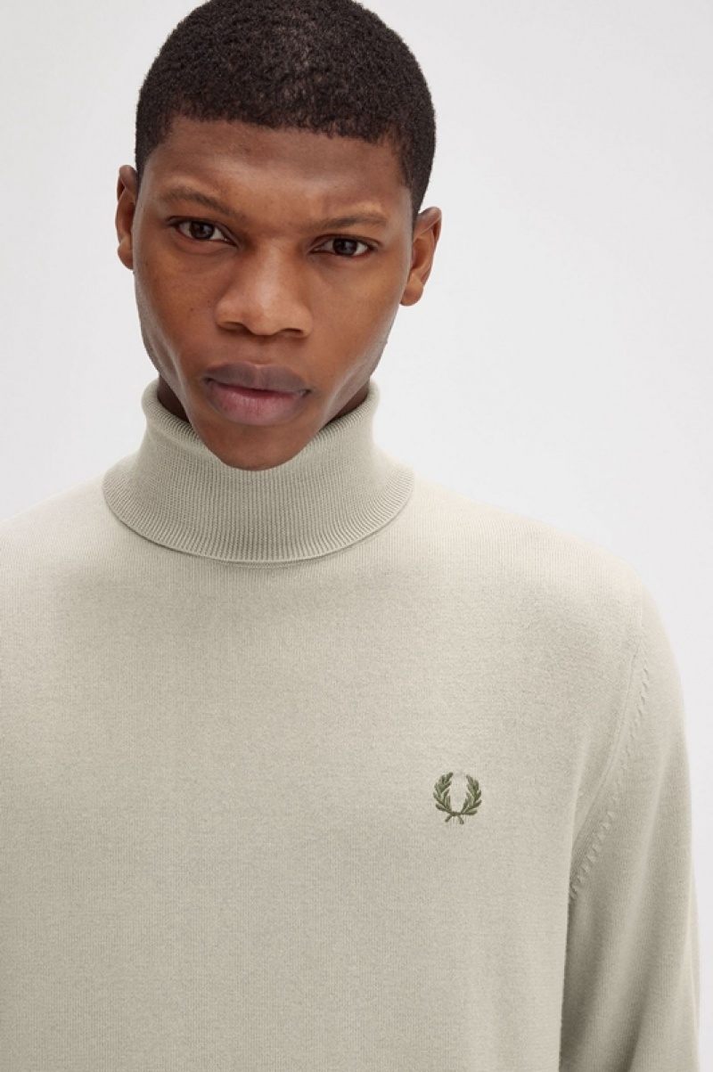 Fred Perry Roll Neck Men's Sweaters Dark Beige | NHP-785463