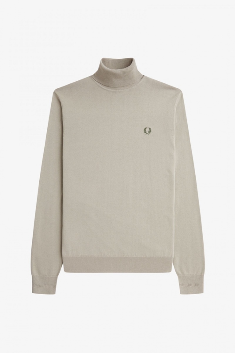 Fred Perry Roll Neck Men's Sweaters Dark Beige | NHP-785463