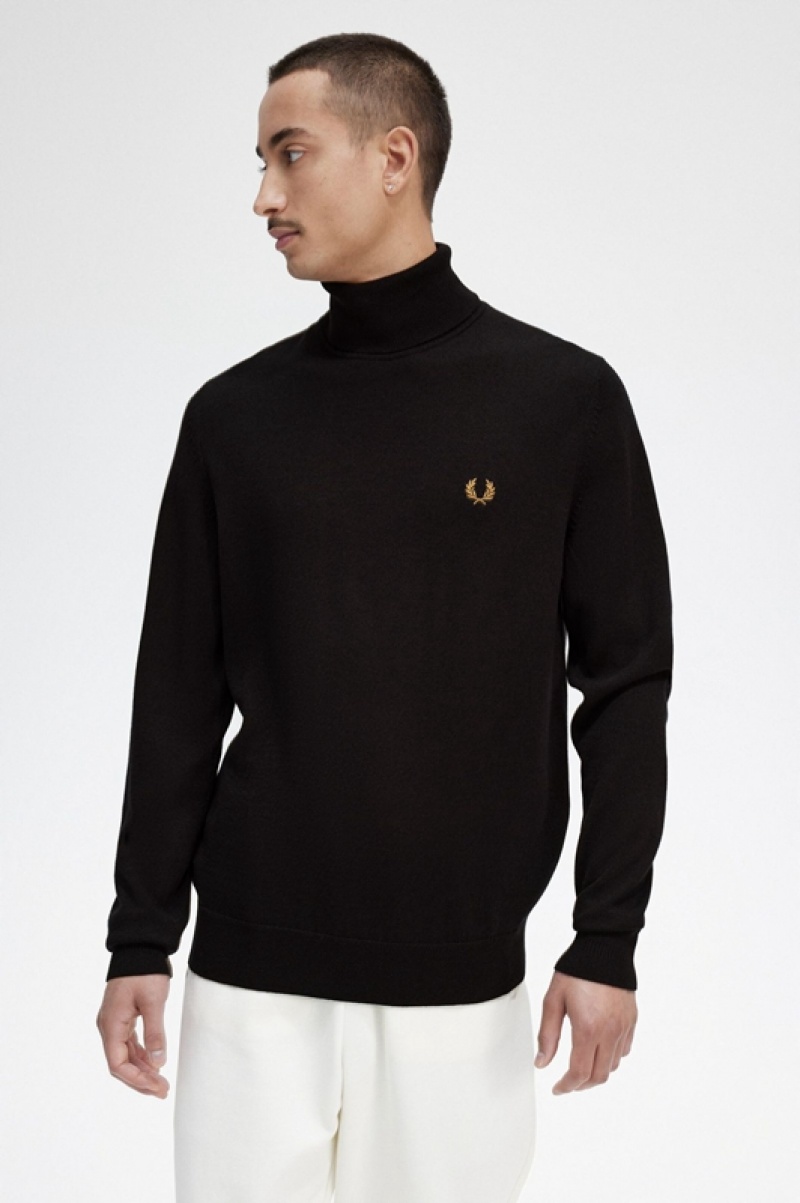 Fred Perry Roll Neck Men's Sweaters Navy | FQJ-387096