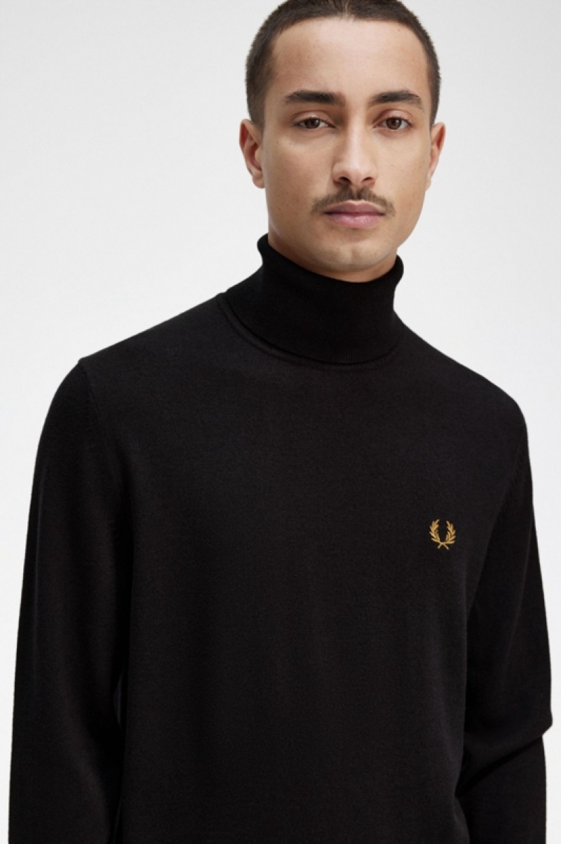 Fred Perry Roll Neck Men's Sweaters Navy | FQJ-387096