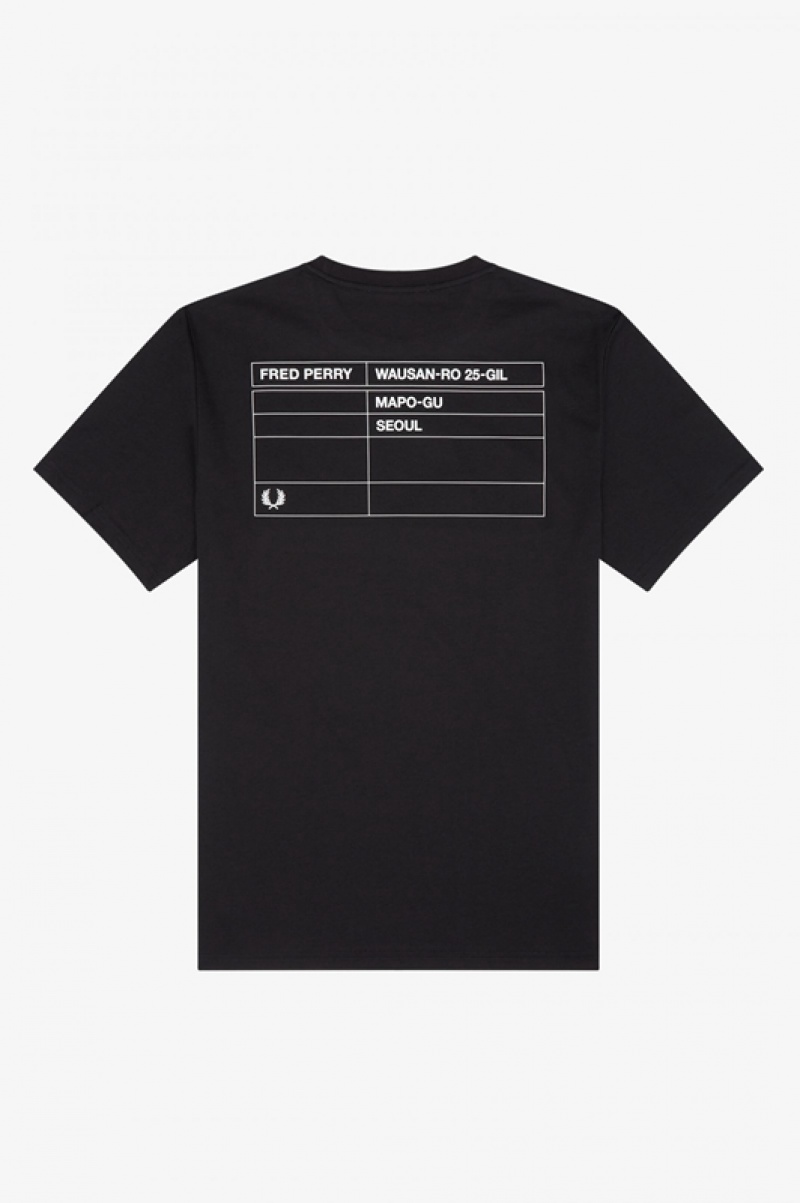 Fred Perry Seoul Ringer Men's T Shirts Black | LPT-578321