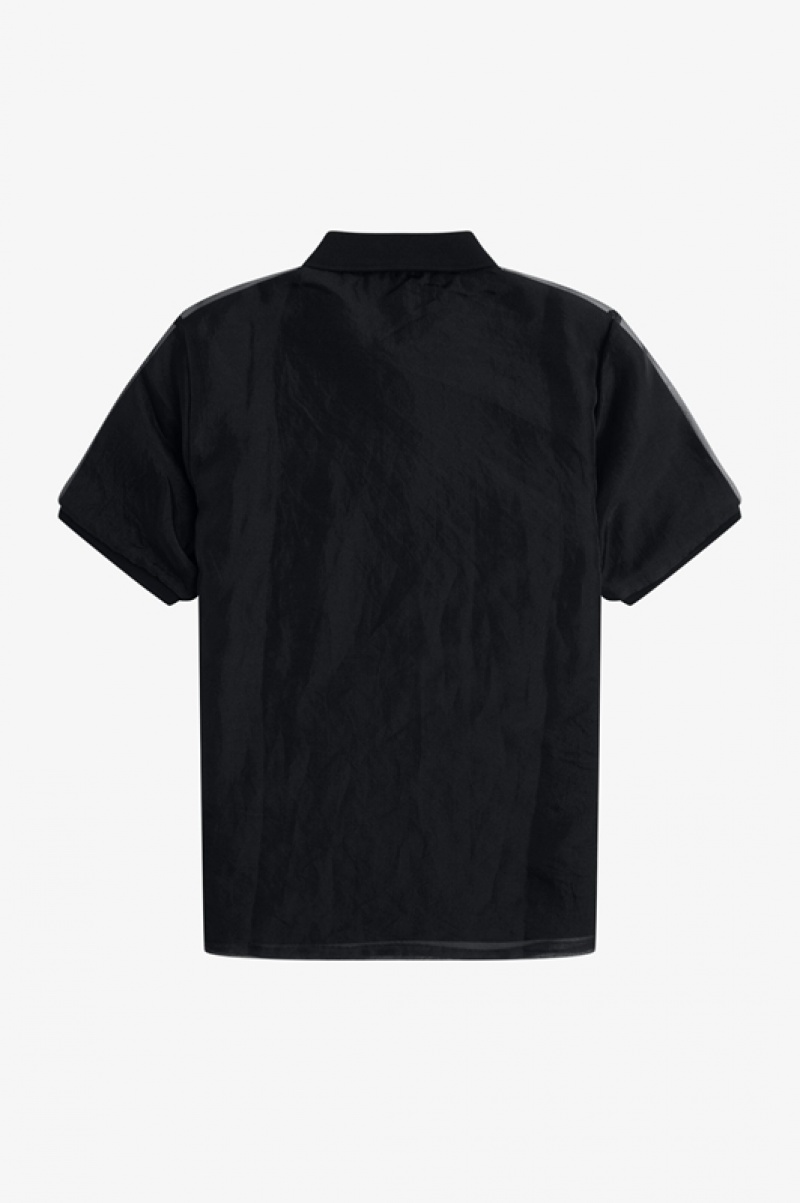 Fred Perry Sheer Overlay Fred Perry Women's Shirts Black | HYM-824675