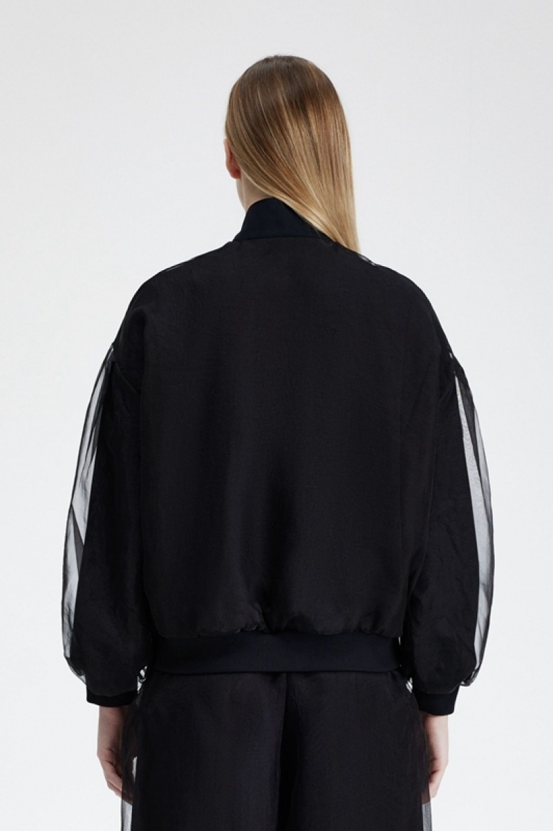 Fred Perry Sheer Overlay Women's Jackets Black | RCT-504862