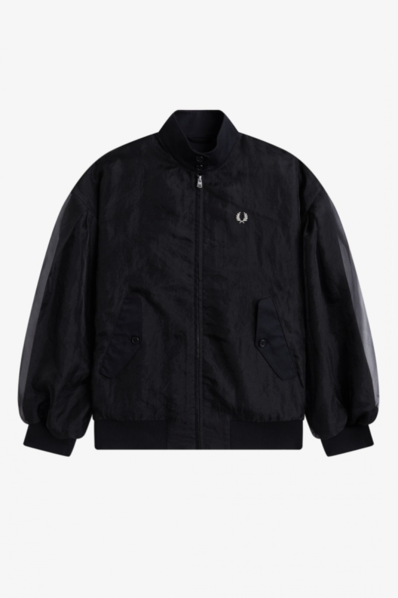 Fred Perry Sheer Overlay Women's Jackets Black | RCT-504862