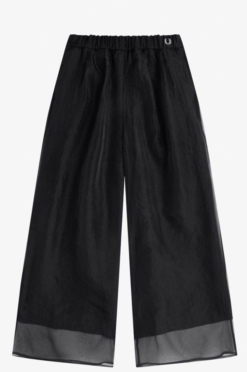 Fred Perry Sheer Overlay Women's Pants Black | UGO-537924