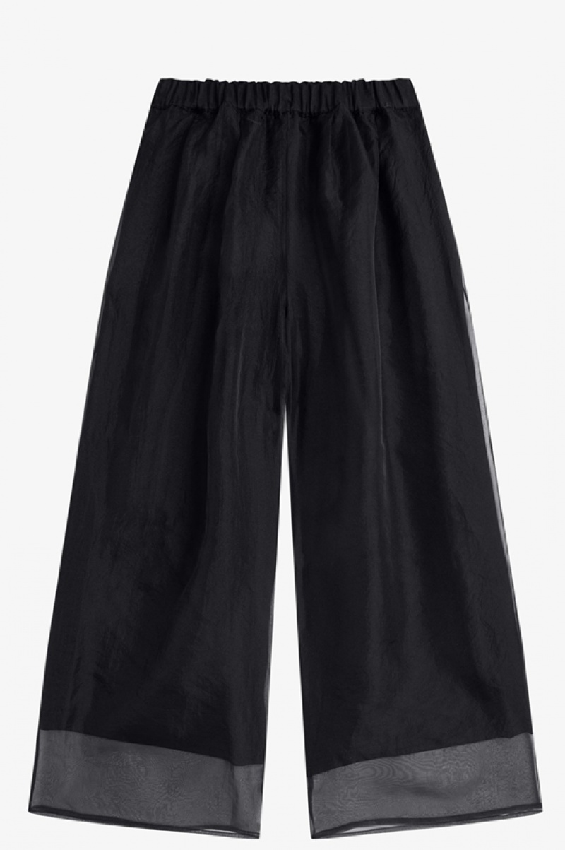 Fred Perry Sheer Overlay Women's Pants Black | UGO-537924