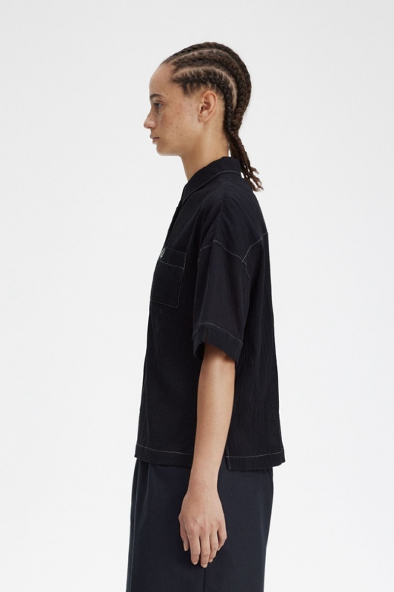 Fred Perry Sheer Women's Shirts Black | UKB-175643