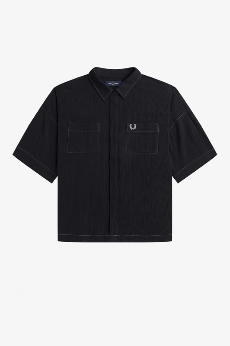 Fred Perry Sheer Women's Shirts Black | UKB-175643