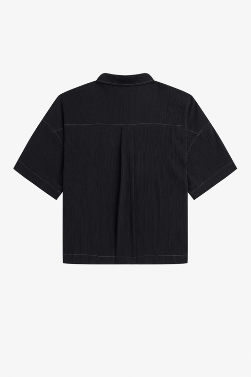 Fred Perry Sheer Women's Shirts Black | UKB-175643