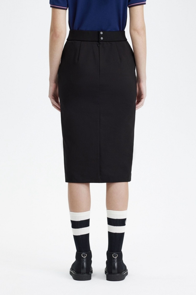 Fred Perry Split Detail Skirt Women's Skirts Black | MJT-167350