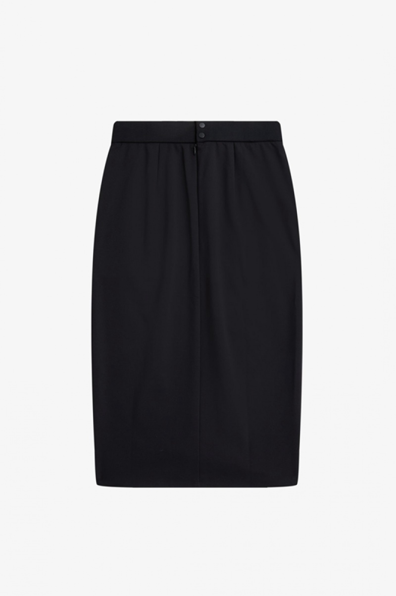 Fred Perry Split Detail Skirt Women's Skirts Black | MJT-167350