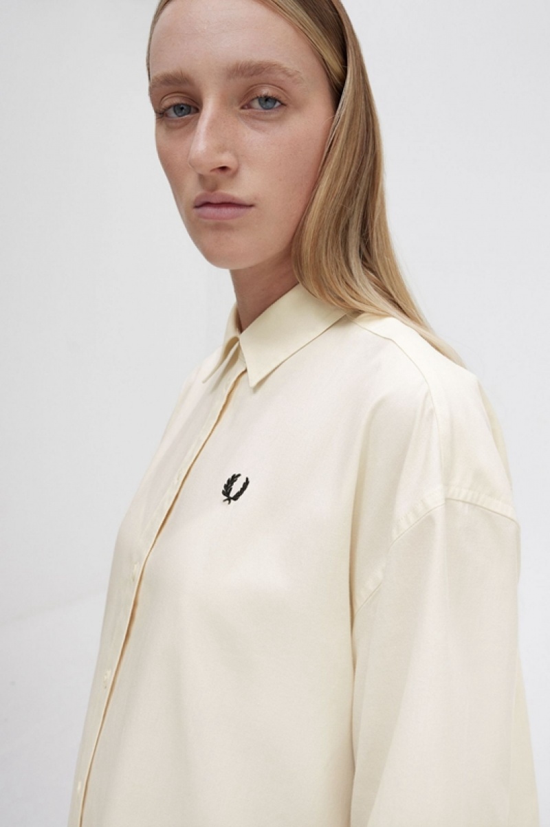 Fred Perry Split Detail Women's Dress White | RGY-265394