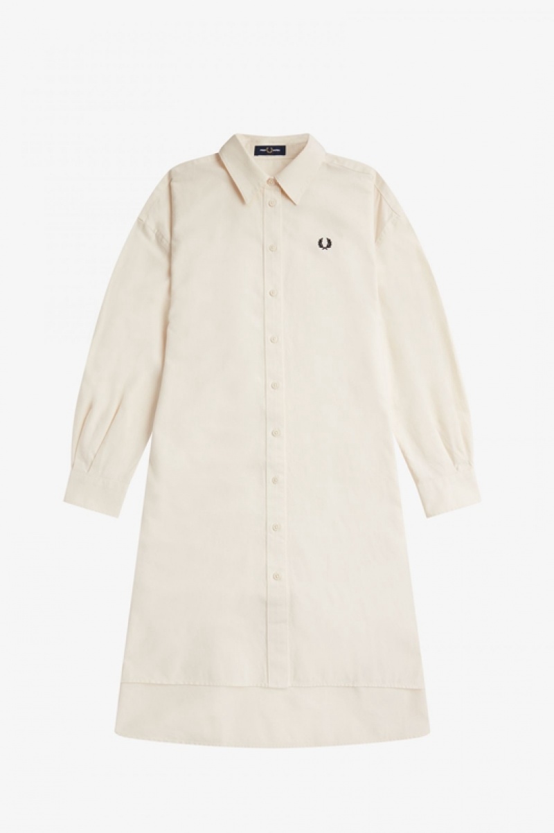 Fred Perry Split Detail Women's Dress White | RGY-265394