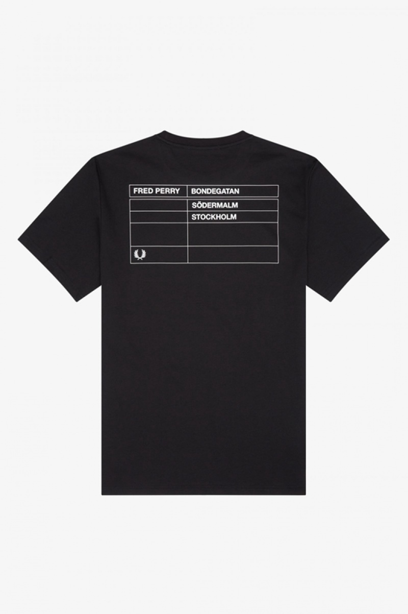 Fred Perry Stockholm Ringer Men's T Shirts Black | IMV-073142