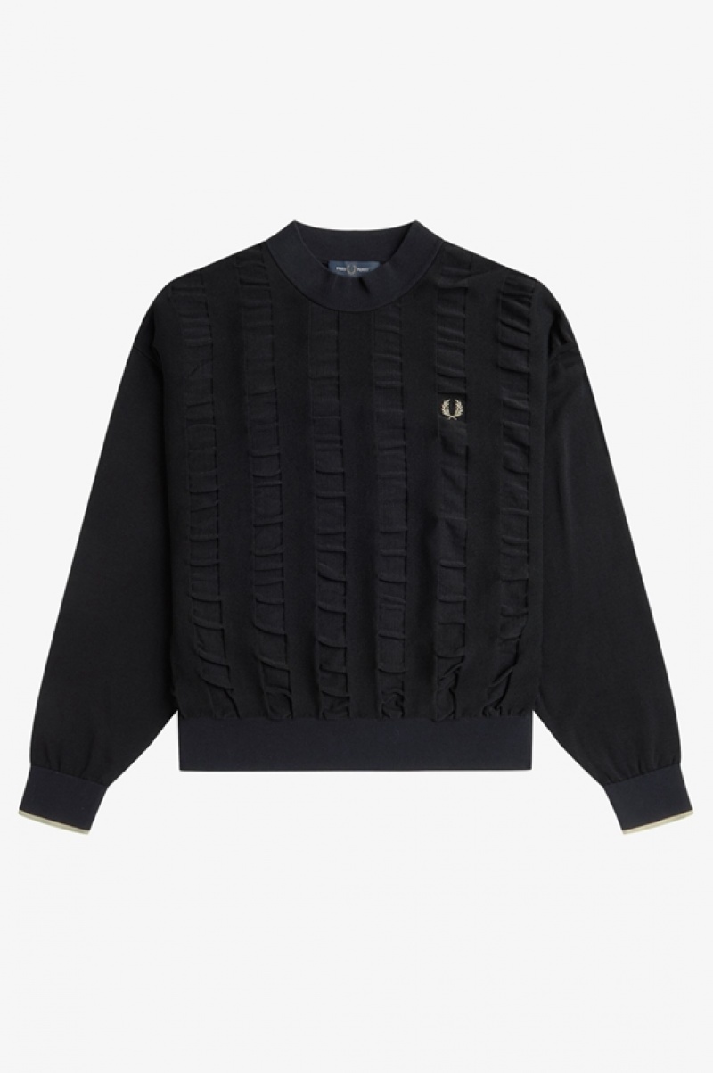 Fred Perry Striped Women's Sweaters Black | UVH-942670