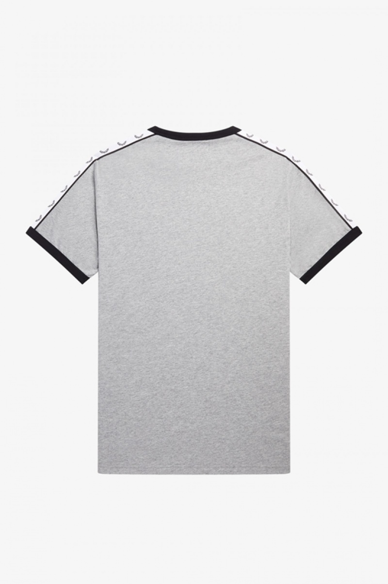 Fred Perry Taped Ringer Men's T Shirts Grey | QVU-294875