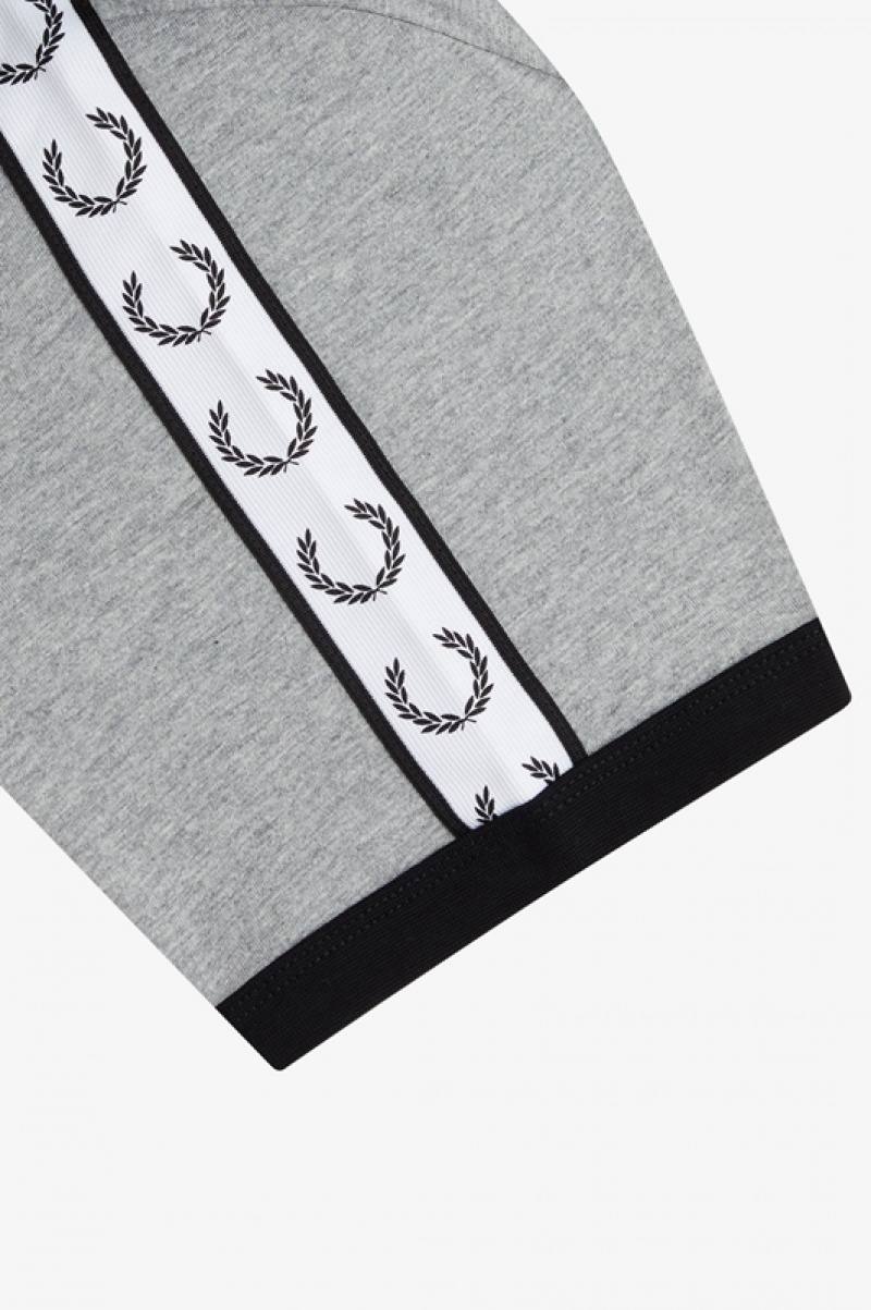 Fred Perry Taped Ringer Men's T Shirts Grey | QVU-294875