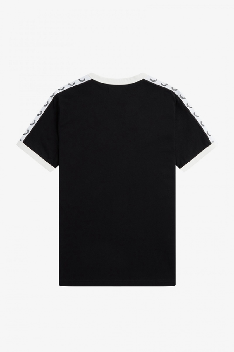 Fred Perry Taped Ringer Women's T Shirts Black | GBV-960354