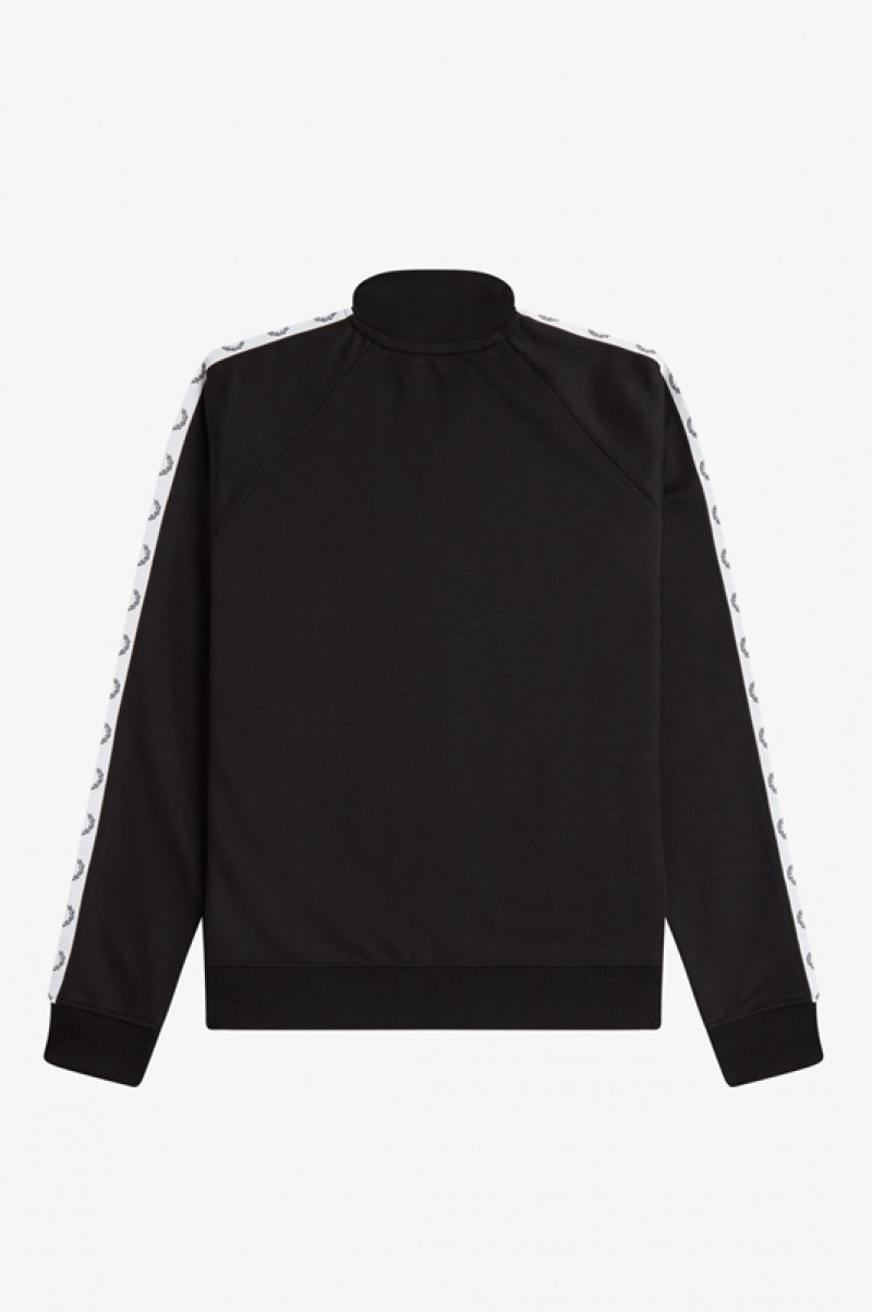 Fred Perry Taped Track Men's Jackets Black | TGY-029765