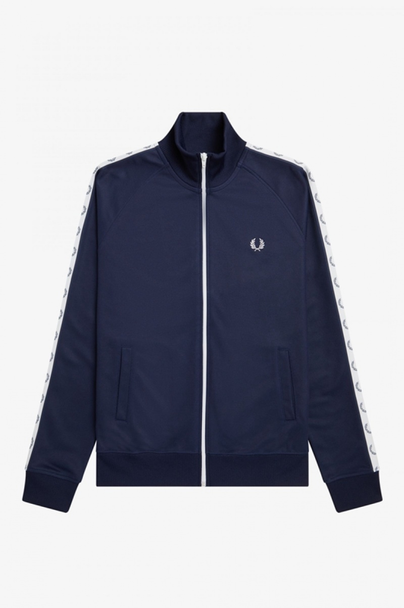 Fred Perry Taped Track Men's Jackets Blue | JQE-457021