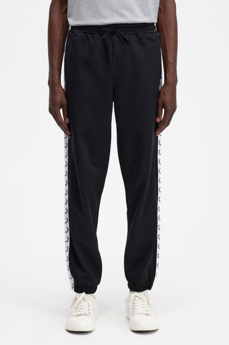 Fred Perry Taped Track Men's Pants Black | TWU-531429