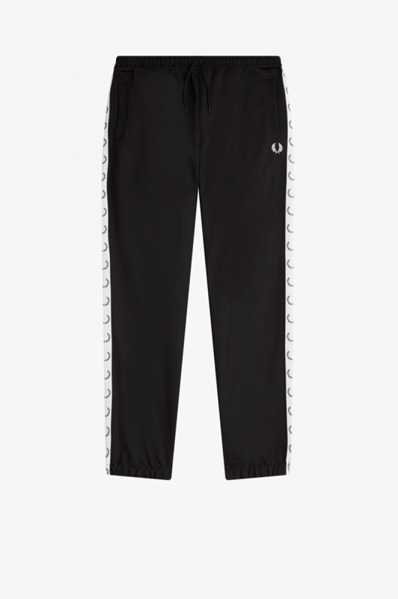 Fred Perry Taped Track Men's Pants Black | TWU-531429