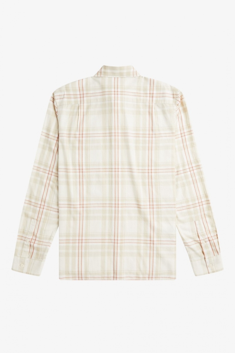 Fred Perry Tartan Twill Men's Shirts White | VSK-091872