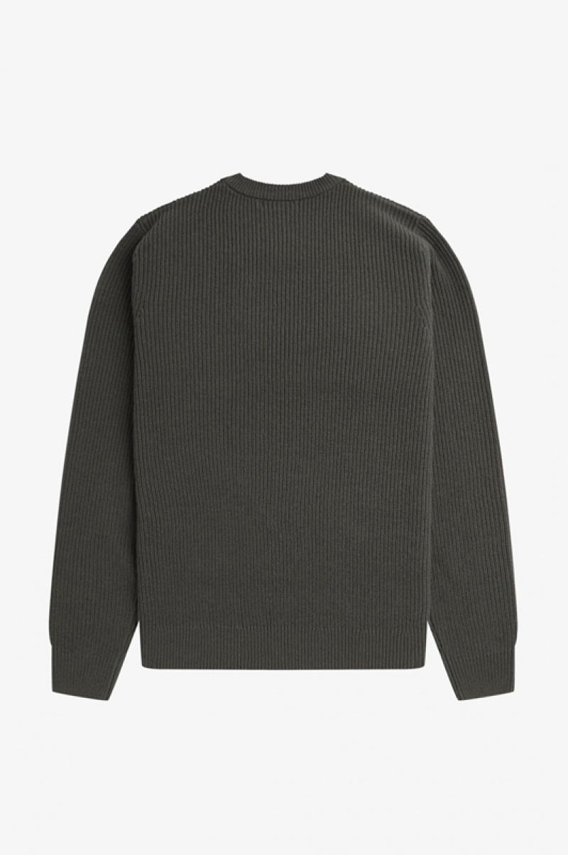 Fred Perry Textured Lambswool Men's Sweaters Green | FZM-091683