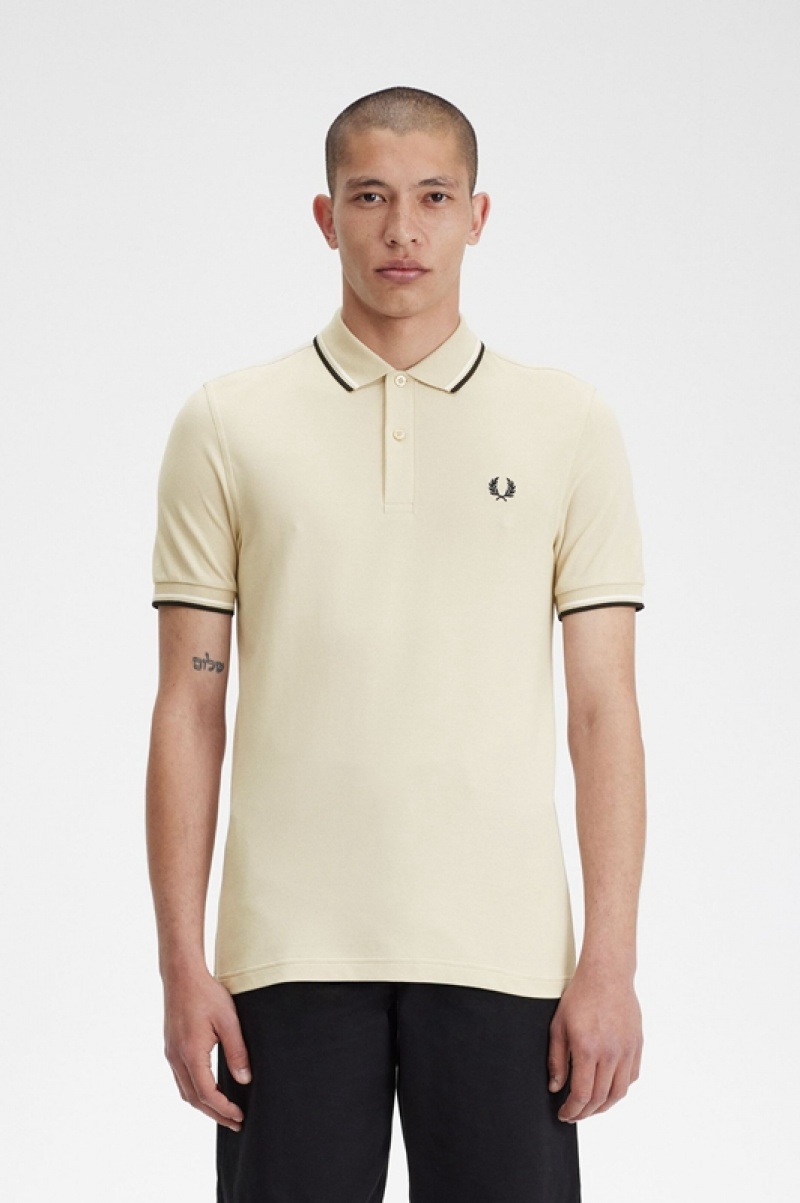 Fred Perry The Fred Perry Men\'s Polo Shirts Cream | QDO-871460