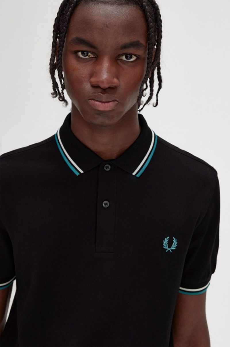 Fred Perry The Fred Perry Men's Polo Shirts Black | GMY-279163