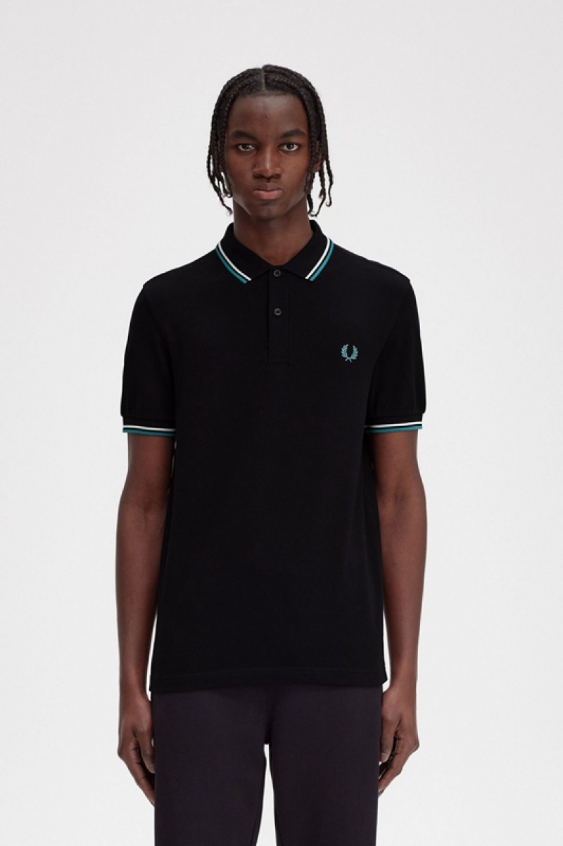 Fred Perry The Fred Perry Men\'s Polo Shirts Black | GMY-279163