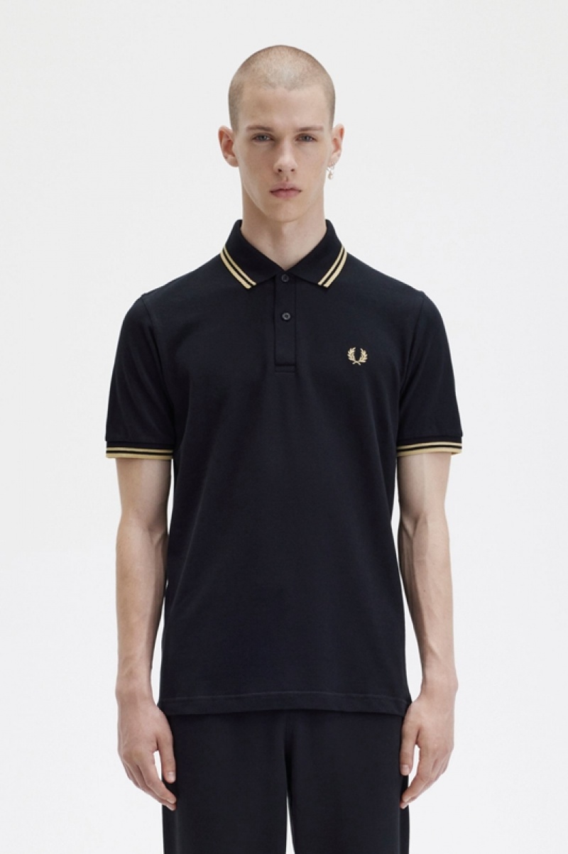 Fred Perry The Fred Perry Men\'s Polo Shirts Black | TWN-723684