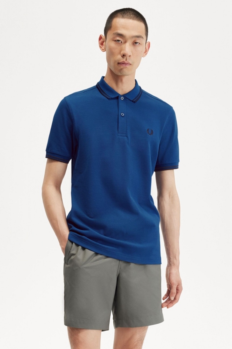 Fred Perry The Fred Perry Men's Polo Shirts Deep Blue | LRO-271860