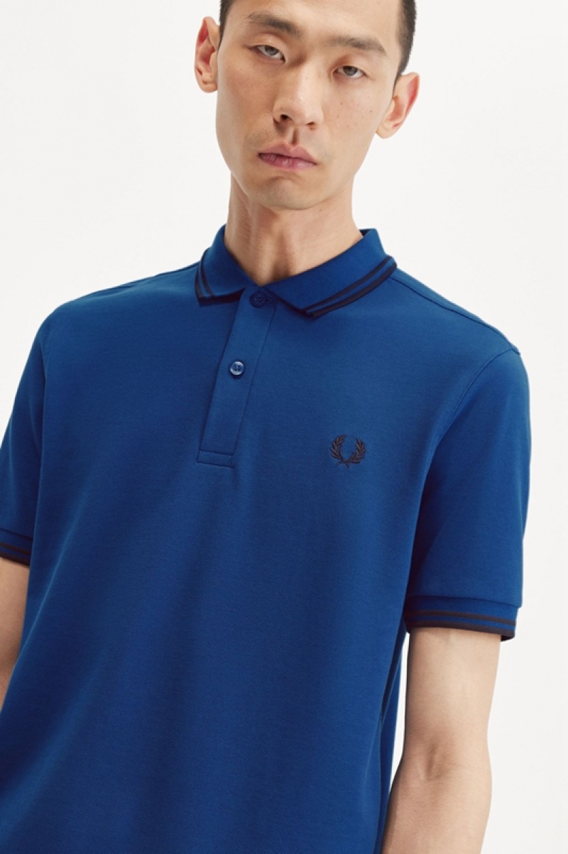 Fred Perry The Fred Perry Men's Polo Shirts Deep Blue | LRO-271860