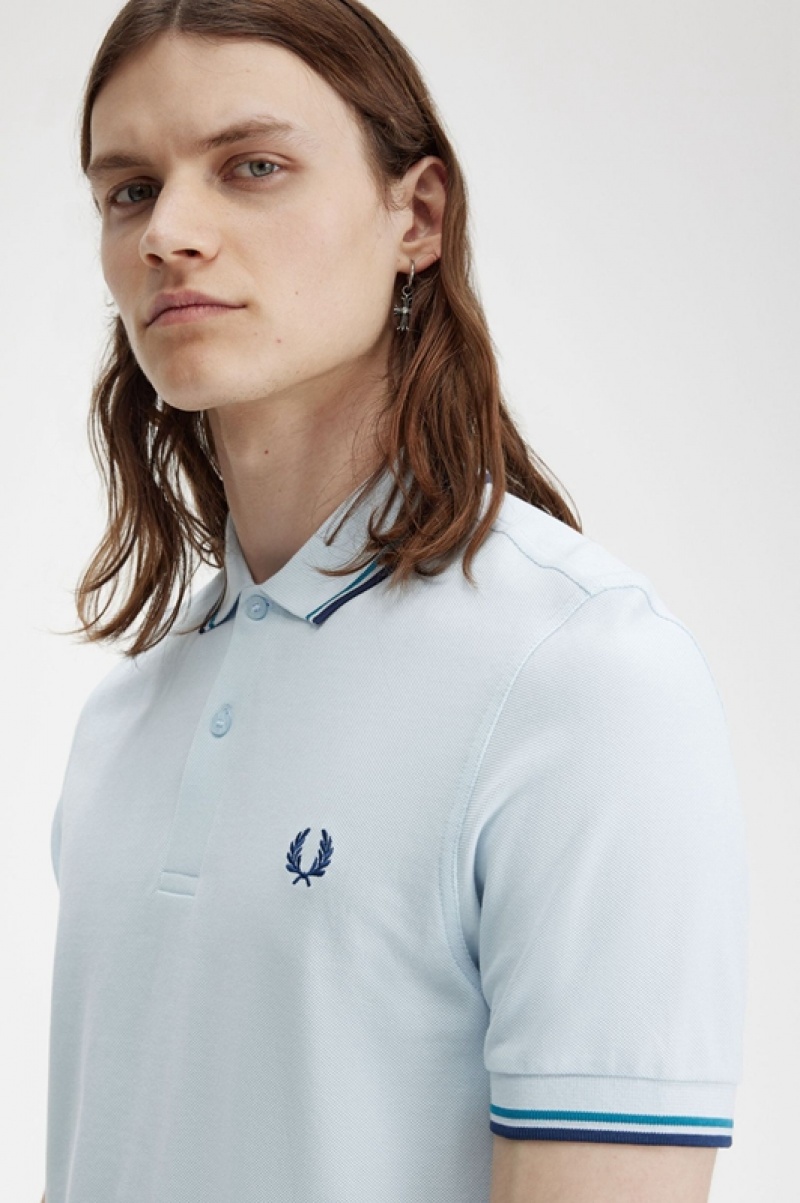 Fred Perry The Fred Perry Men's Shirts Blue | AMO-049721