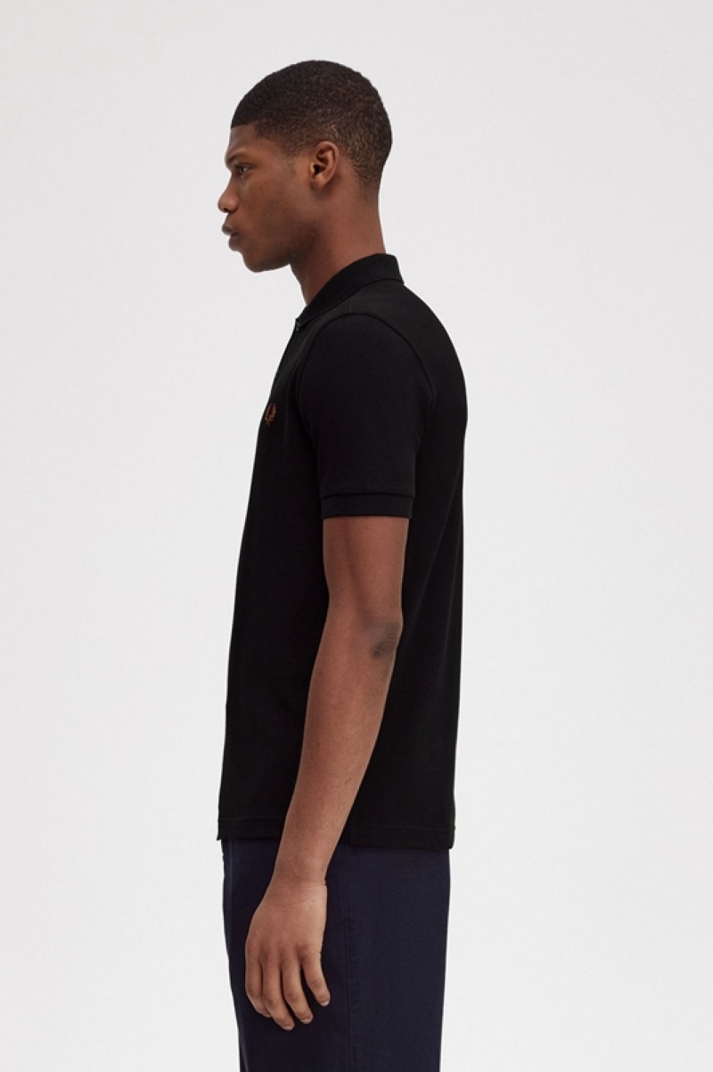 Fred Perry The Fred Perry Men's Shirts Black | YUQ-983654